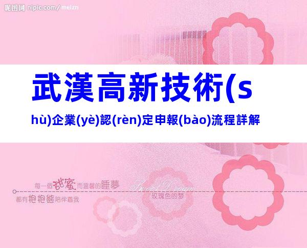 武漢高新技術(shù)企業(yè)認(rèn)定申報(bào)流程詳解