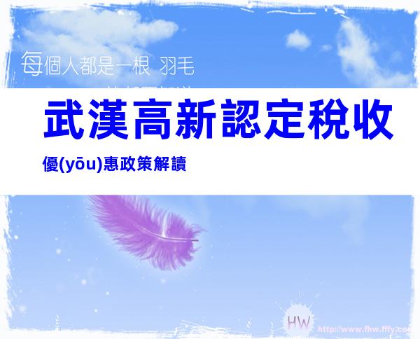 武漢高新認定稅收優(yōu)惠政策解讀